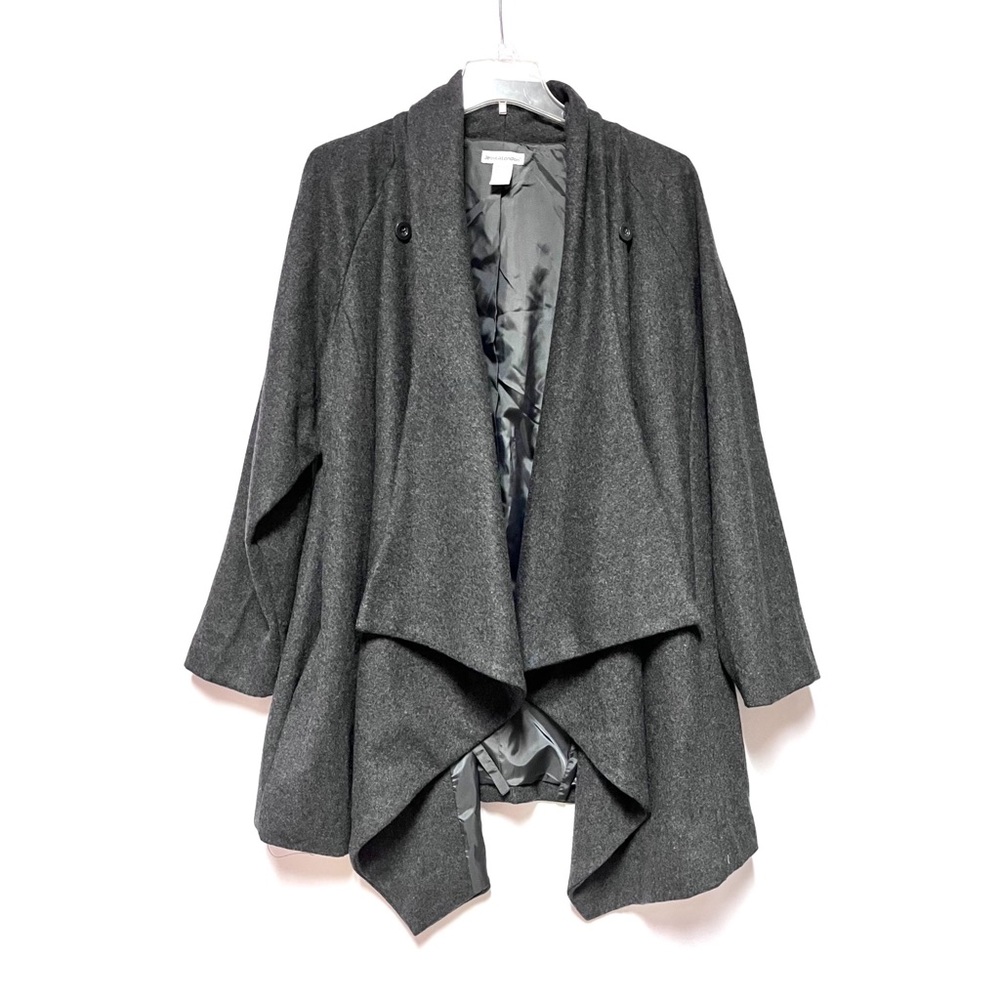 Jessica London Wool Silk Blend Open Front Cape Coat Plus SZ 18 Asymmetrical Hem